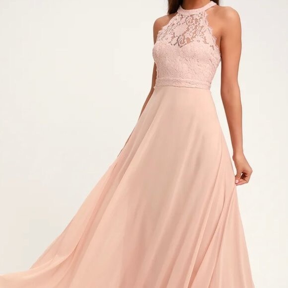 Lulus Dresses & Skirts - NWT Lulu's Dance All Evening Blush Pink Lace Maxi Dress